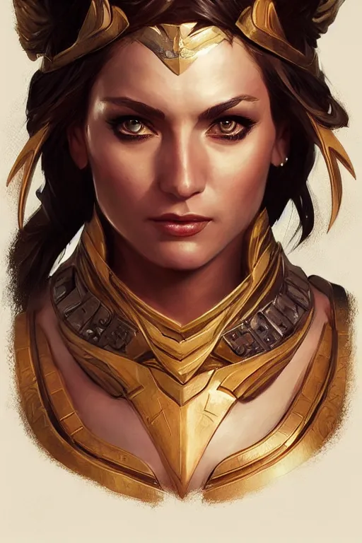 Image similar to amazon valkyrie athena, d & d, fantasy, portrait, highly detailed, headshot, digital painting, trending on artstation, concept art, sharp focus, illustration, art by artgerm and greg rutkowski and magali villeneuve