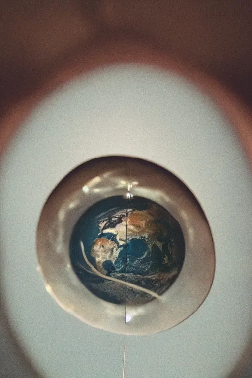 Image similar to a closeup of a teardrop with the whole world inside
