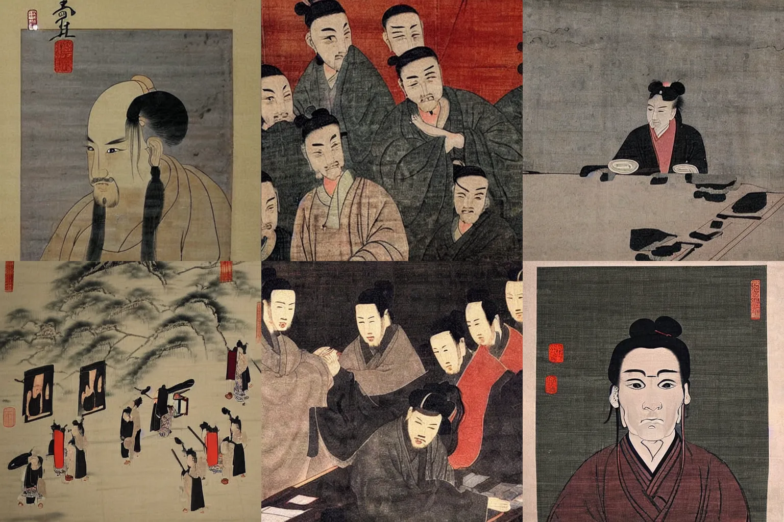 Prompt: ancient chinese painting of johnny depp in court