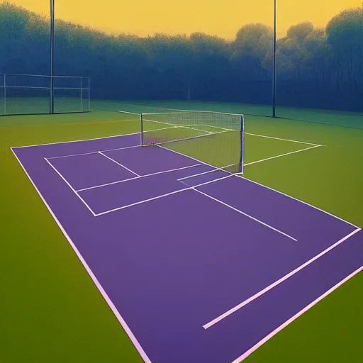 Prompt: A tennis court by Zdzisław Beksiński and Simon Stålenhag,In style of digital illustration art,Rembrandt lighting,Ray tracing,hyper detailed,sharp focus,Soft light.4k