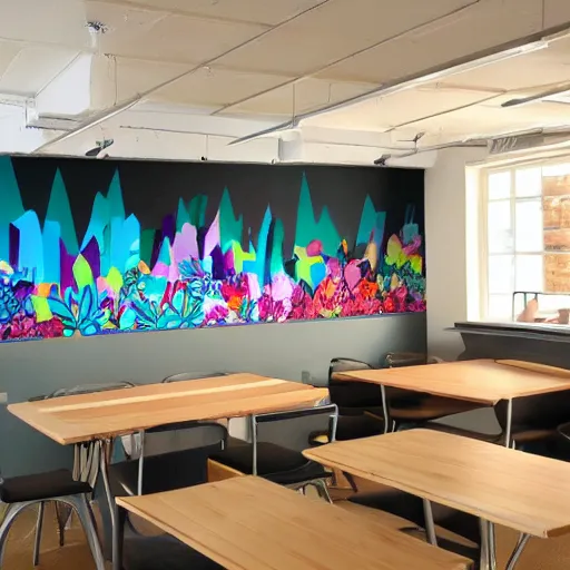 Prompt: mural for office cafe - w 1 0 2 4