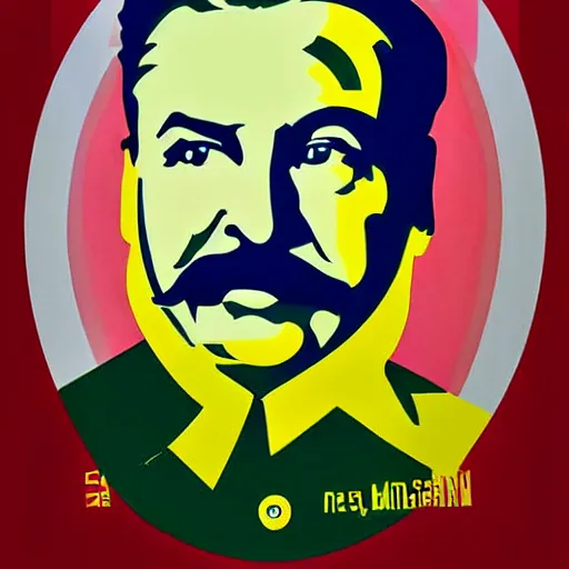 Prompt: poster, stalin at mcdonald's art in color, art in 4 k