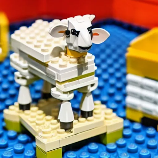 Image similar to lego sheep on a trampoline, toys, extremely detailed