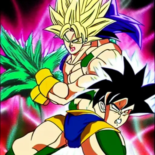 Image similar to Broly fighting Goku from award winning anime movie super high quality hd