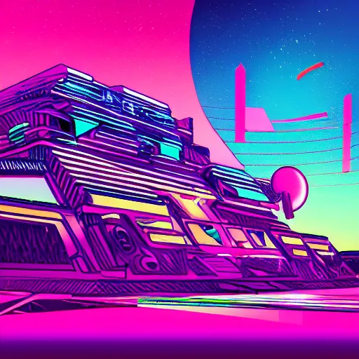 Image similar to electronic gems synthwave artwork