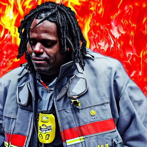 Prompt: chief keef as a firefighter digital art very detailed 4 k detailed super realistic