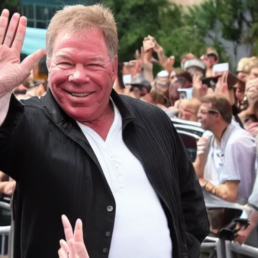 Image similar to William Shatner waving to fans