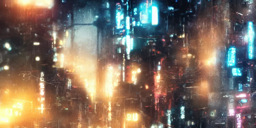 Image similar to artificial intelligence, cinematic style, 35mm, realistic digital art, cyberpunk, blade runner, trending on imagestation, film post process