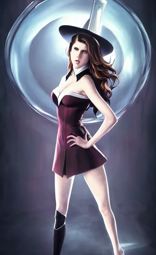 Prompt: ultra realistic, beautiful Anna Kendrick Zatanna DC Comics full body floating, on stage, symmetrical face symmetrical eyes, modern anime, fantasy, eerie, intricate details, atmospheric, elegant, super highly detailed, professional digital painting, artstation, concept art, 8k, art by artgerm and eiichiro oda and koyoharu gotouge