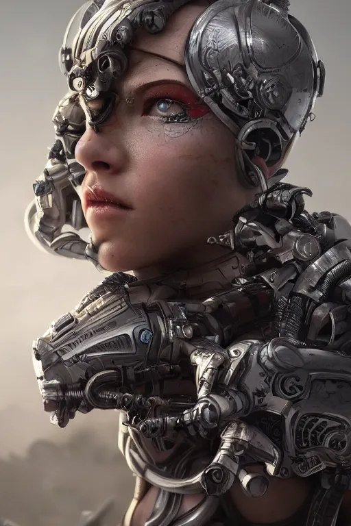 Prompt: cyborg girl warrior, ultra realistic, concept art, intricate details, highly detailed, photorealistic, octane render, 8 k