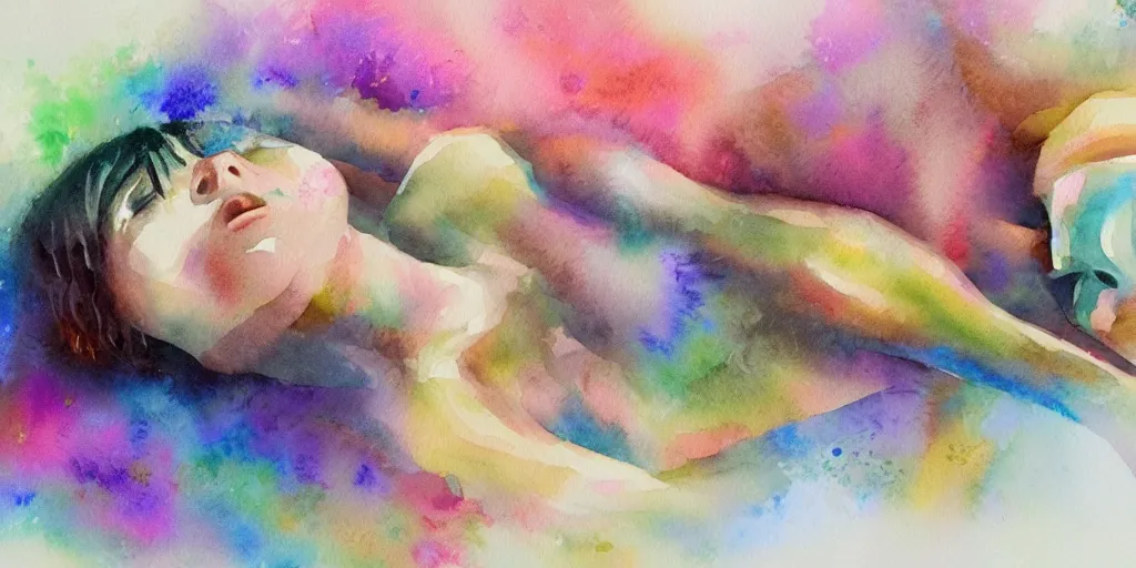 Prompt: dreaming in watercolor, trending on artstation, award winning, emotional vibrant