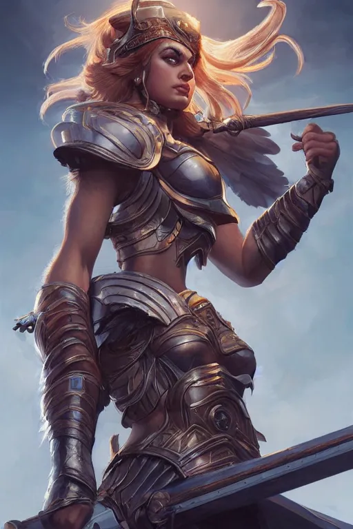 Image similar to amazon valkyrie athena, d & d, fantasy, portrait, highly detailed, headshot, digital painting, trending on artstation, concept art, sharp focus, illustration, art by artgerm and greg rutkowski and magali villeneuve