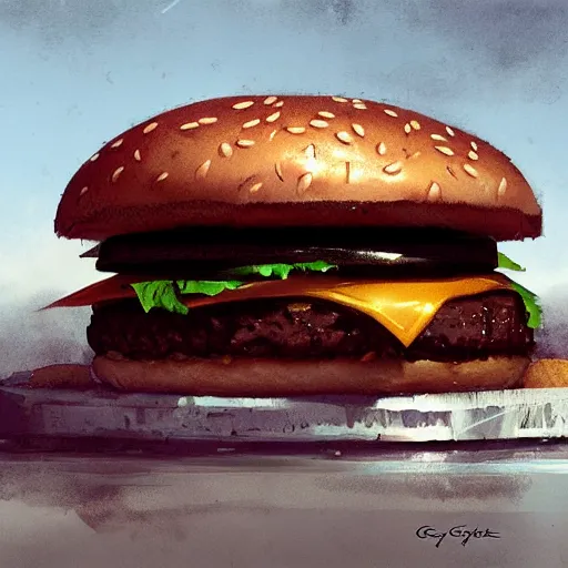 Prompt: a hamburger by greg rutkowski