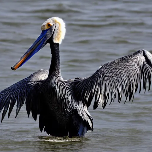 Prompt: an extremely muscular pelican