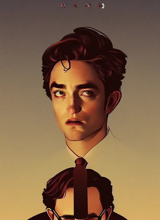 Prompt: poster artwork by Michael Whelan and Tomer Hanuka, Karol Bak, of the young researcher Robert Pattinson from scene from Twin Peaks, clean