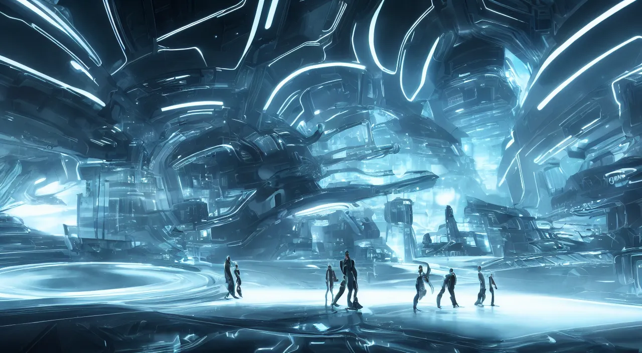 Image similar to concept art from tron and black mirror, futuristic, ultra realistic, concept art, intricate details, highly detailed, photorealistic, octane render, 8 k