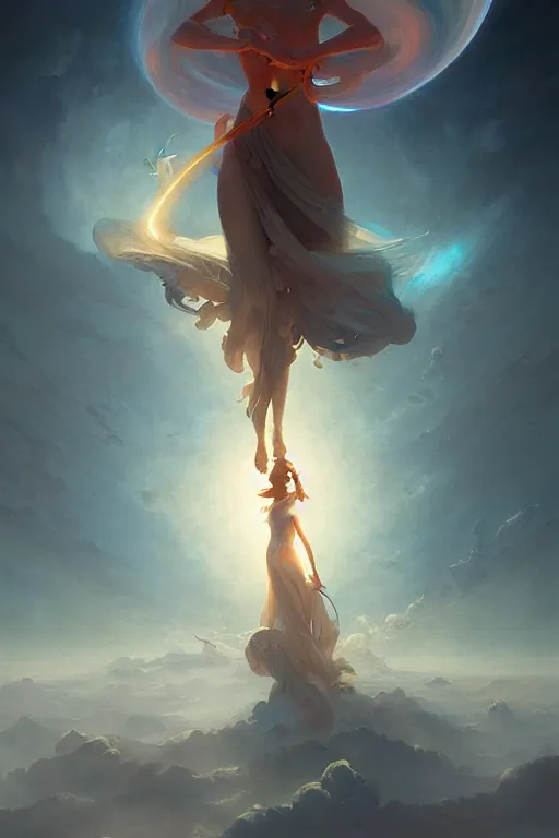 Image similar to the sun dancer, atmospheric, ambient, lighting refraction, volumetric lighting, highly detailed, digital art, peter mohrbacher and greg rutkowski