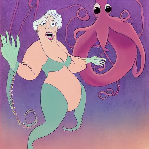 Image similar to ursula the sea witch, boris johnson, ( ( octopus ) ), by glen keane, disney