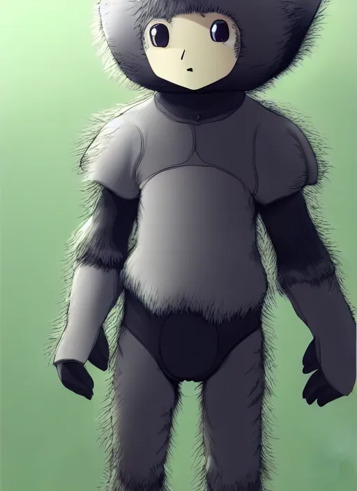 Image similar to beautiful little boy wearing an cyborg bear suit, artwork in kentaro miura and made in abyss and rosdraws, smooth, beautiful lightness, anatomically correct, trending on pixiv, forest