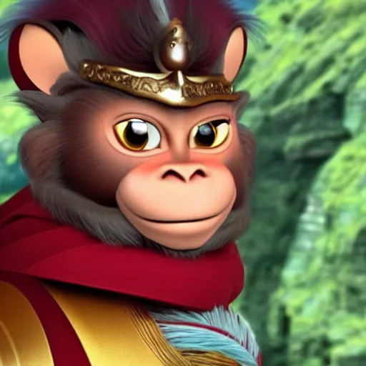 Image similar to the monkey king from the journey to the west as a highly attractive female
