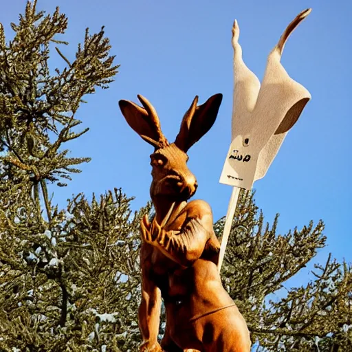 Image similar to A statue of a Jackalope