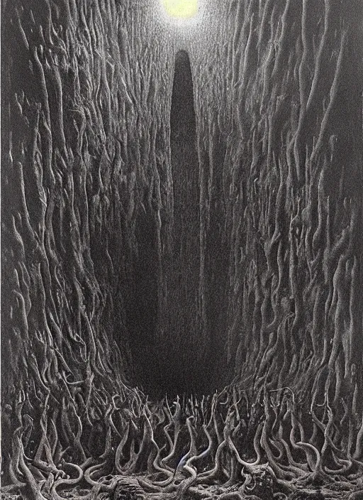 Prompt: the seventh circle of hell from dante's divine comedy. highly detailed painting by zdzisław beksinski 8 k