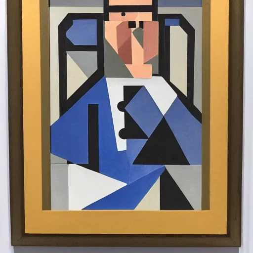 Image similar to a gouache by erno rubik cubism, studio portrait of a man