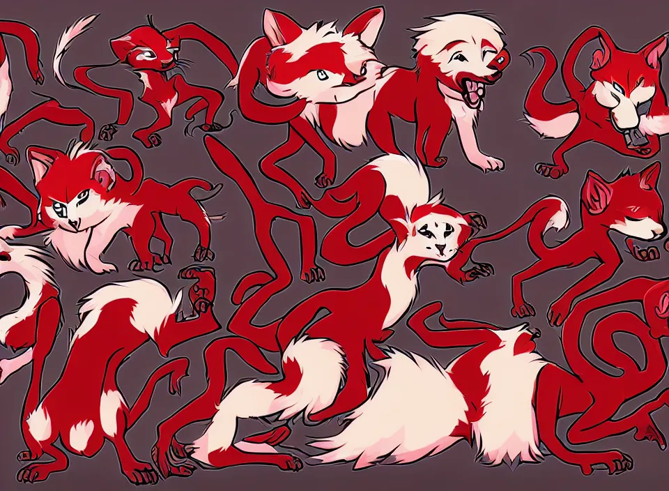 Image similar to furry - male - red - black - weasel - necromancer - fursona uhd ue 5 visual novel pc game expressions