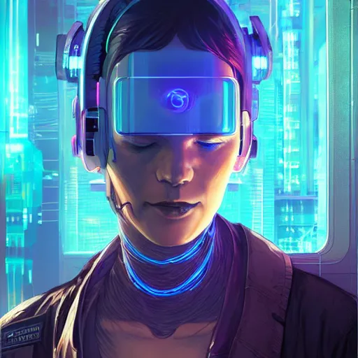 Image similar to a cyberpunk netrunner using a glowing interface, centered in the frame, cyberpunk concept art by Jean Giraud and wlop and artgerm and josan gonzales, digital art, highly detailed, intricate, sci-fi, sharp focus, Trending on Artstation HQ, deviantart, 4K UHD image