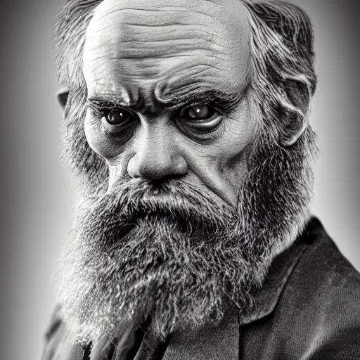 Image similar to mutant charles darwin cinematic 3 5 mm hdr realistic