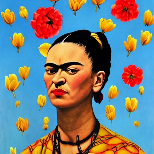 Image similar to yellow tulip frida kahlo condesa plane sky cloud cofee italy