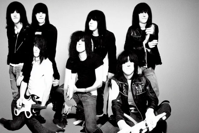 Image similar to all the ramones as a single conjoined quadruplet