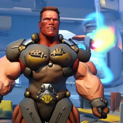 Image similar to a screenshot of arnold schwarzenegger in overwatch