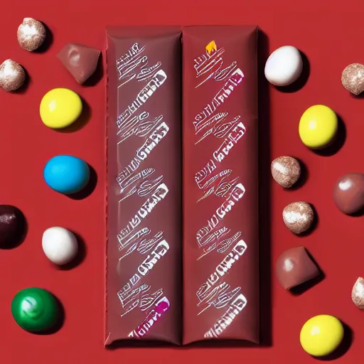 Image similar to chocolate candy bar packaging, 2 0 2 0 s style, very appealing, marketing photo