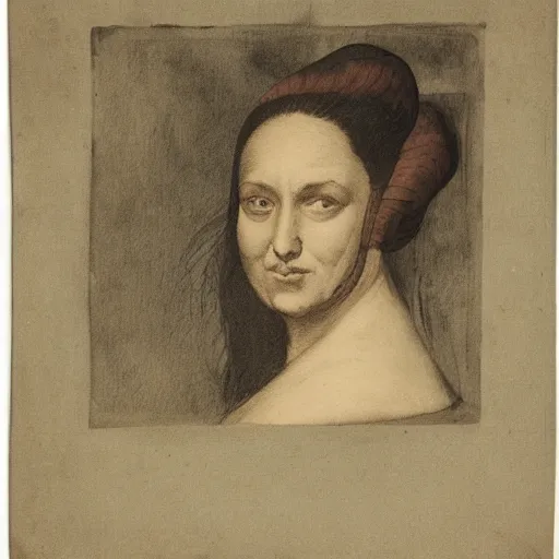 Prompt: ink water portrait of a woman by an old master