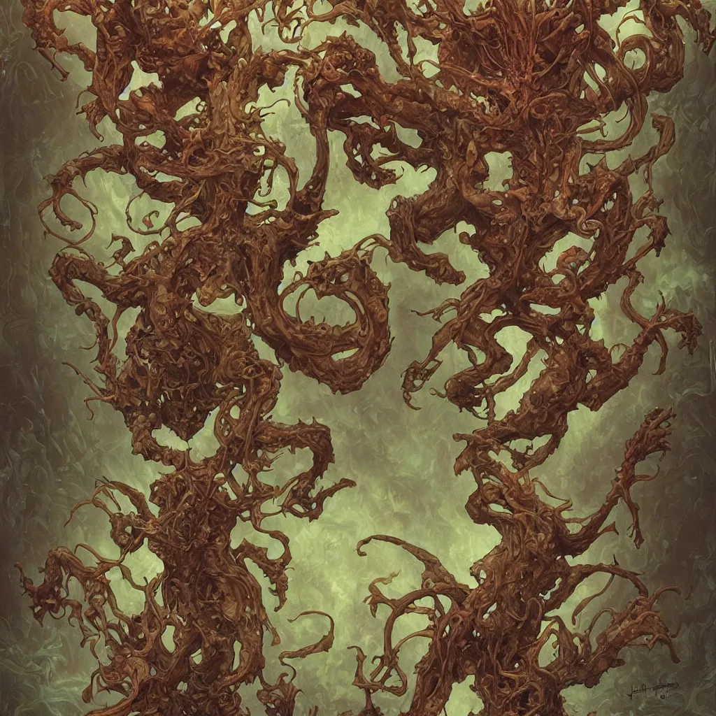 Image similar to grainy 2 0 mm film photograph of a grotesque nightmare fungus demon god. uhd, amazing depth, cinematic lighting, glossy wet levitating floating fungus god with arms outstretched. art by james jean, by thomas blackshear, by artgerm and greg rutkowski and alphonse mucha.