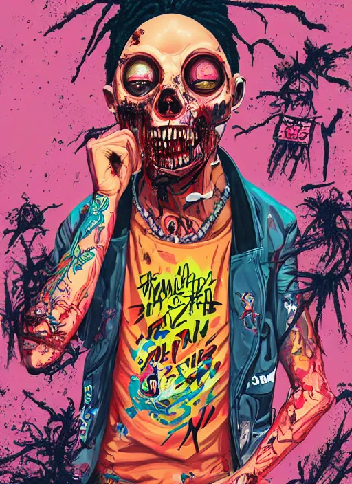 Image similar to zombie dreads full body hiphop streetwear drip, tristan eaton, victo ngai, artgerm, rhads, ross draws