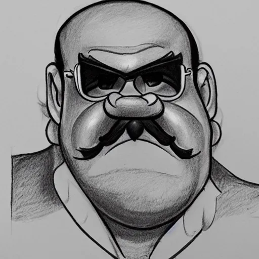 Prompt: pencil sketch of wario by tom of finland