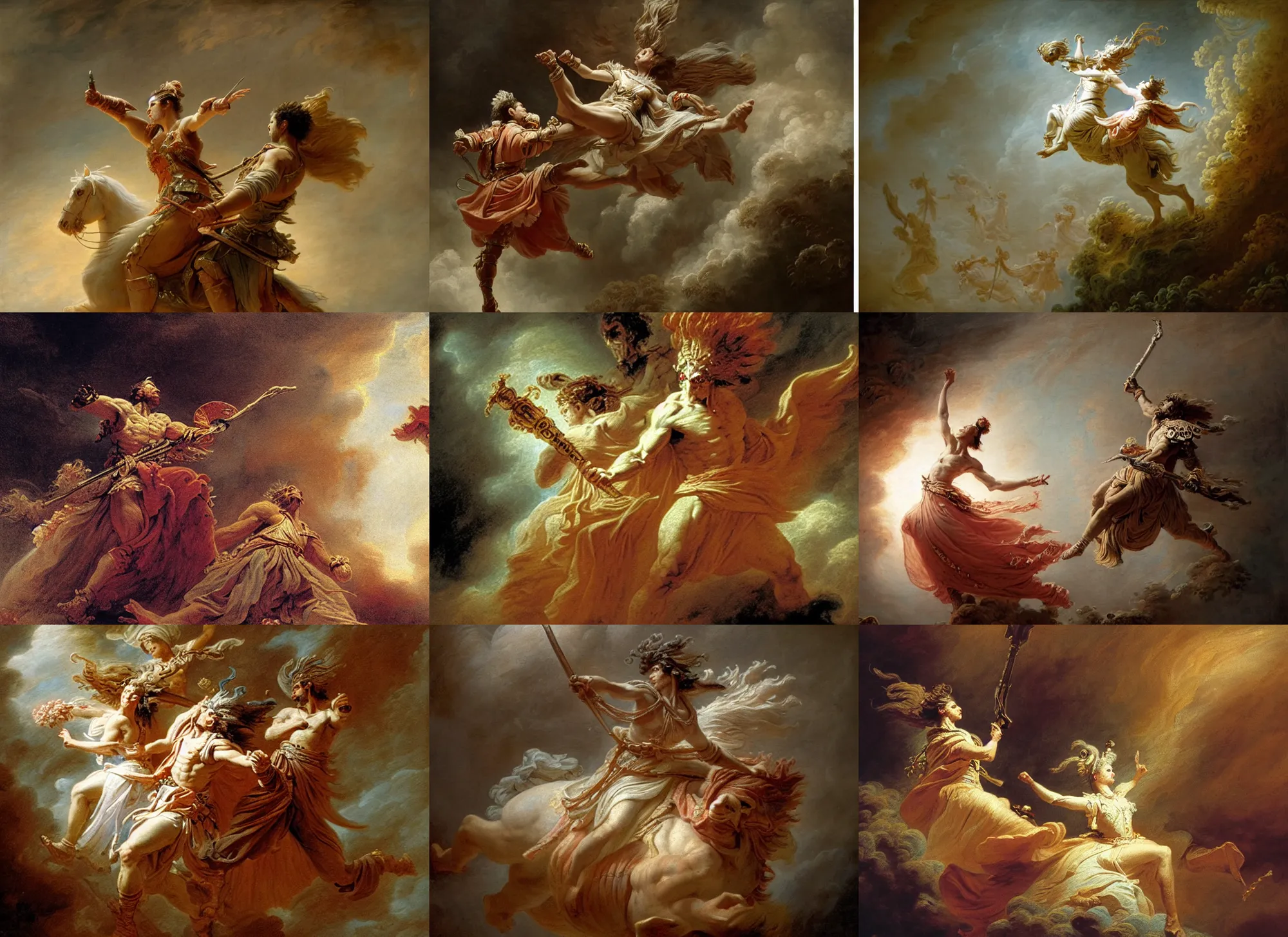 Prompt: warrior guard and ghost duo, stoic, magnificent, hyperdetailed, theatrical, close up, 1 6 mm lens, from below, masterpiece, painted by jean honore fragonard and greg rutkowski and rob alexander