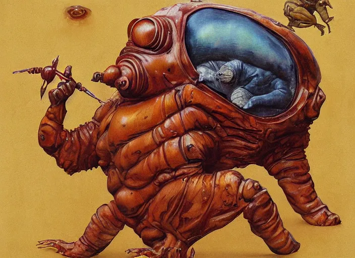 Image similar to tardigrade painting carved in amber by chiara bautista and norman rockwell and greg rutkowski weta studio