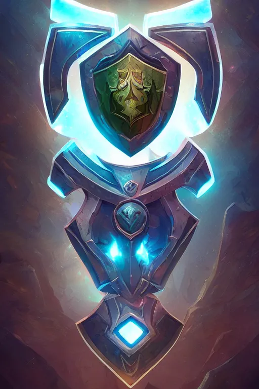 Image similar to shield fantasy epic legends game icon stylized digital illustration radiating a glowing aura global illumination ray tracing hdr fanart arstation by ian pesty and katarzyna da „ bek - chmiel