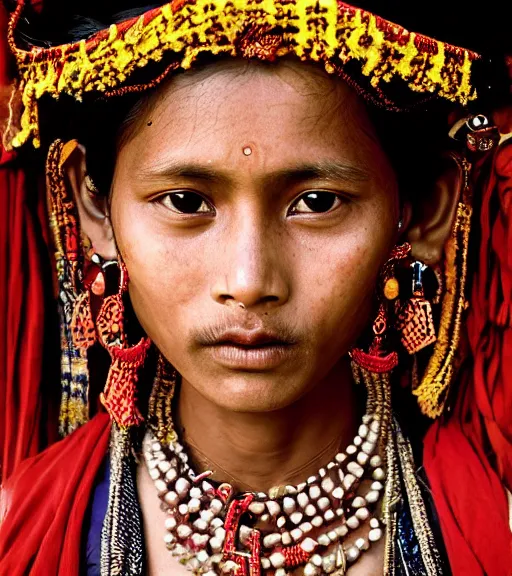 Image similar to portrait_photo_of_a_stunningly beautiful nepalese maiden, symmetrical face, 16th century, hyper detailed by Annie Leibovitz, Steve McCurry, David Lazar, Jimmy Nelsson, professional photography