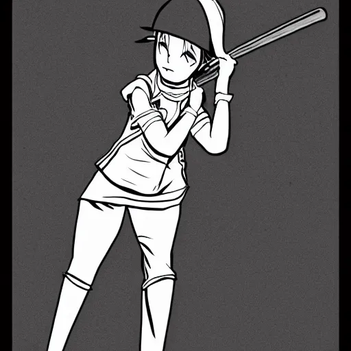 Image similar to girl with baseball bat in manga style