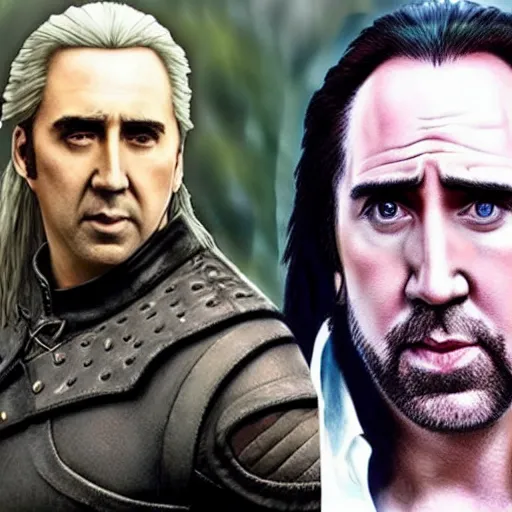 Image similar to nicholas cage as the witcher