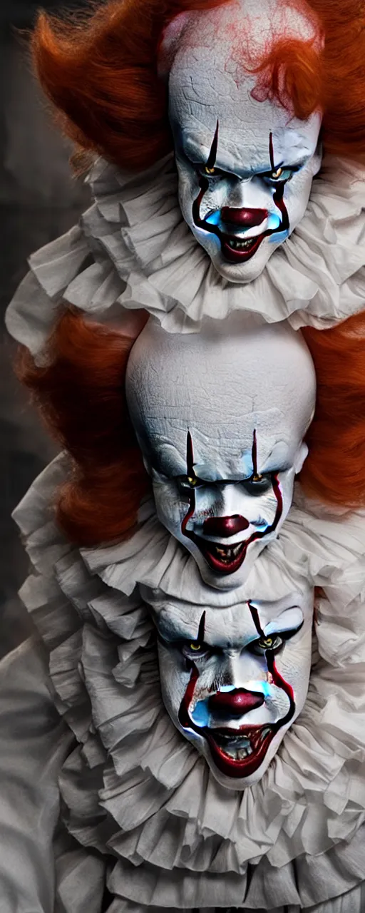 Image similar to a photograph of pennywise dressed as a doctor in a hospital, hyperdetailed, intricate, dramatic, horror movie, movie still, 4 k realistic, volumetric lighting, sharp focus