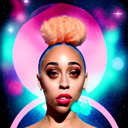 Prompt: paparazzi photo of Doja Cat on basketball court in outer space, beautiful beautiful beautiful beautiful beautiful beautiful beautiful digital art, a full body portrait, looking at camera, D&D, choker on neck, stylish, very long flowing hair, intricate, elegant, stylish, cute slightly nerdy smile, mouth slightly open, fantasy, extremely detailed, digital painting, artstation, concept art, smooth, sharp focus, illustration, stunning lighting, art by artgerm and greg rutkowski and alphonse mucha and simon stalenhag