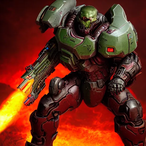 Image similar to doom slayer from doom eternal, photography