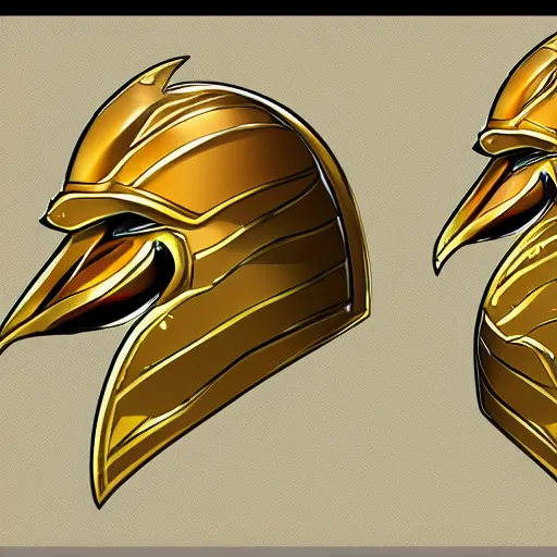 Image similar to azir gold bird helmet ref sheet detailed digital art lineart shaded deviantart artstation 4 k