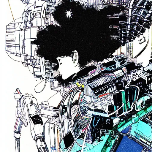 Prompt: android dreaming of electric sheep, by katsuhiro otomo