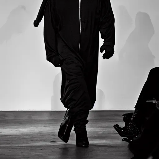 Image similar to Michael Myers walks the runway at a fashion show